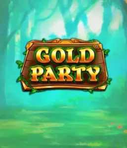 Step into the fairy-tale forest of Gold Party slot by Pragmatic Play, highlighting a rustically styled wooden sign engraved with golden letters. The setting is a green forest which adds a touch of enchantment to the slot's theme. Perfect for those who enjoy enchanted forest settings, promising a delightful gaming experience. 